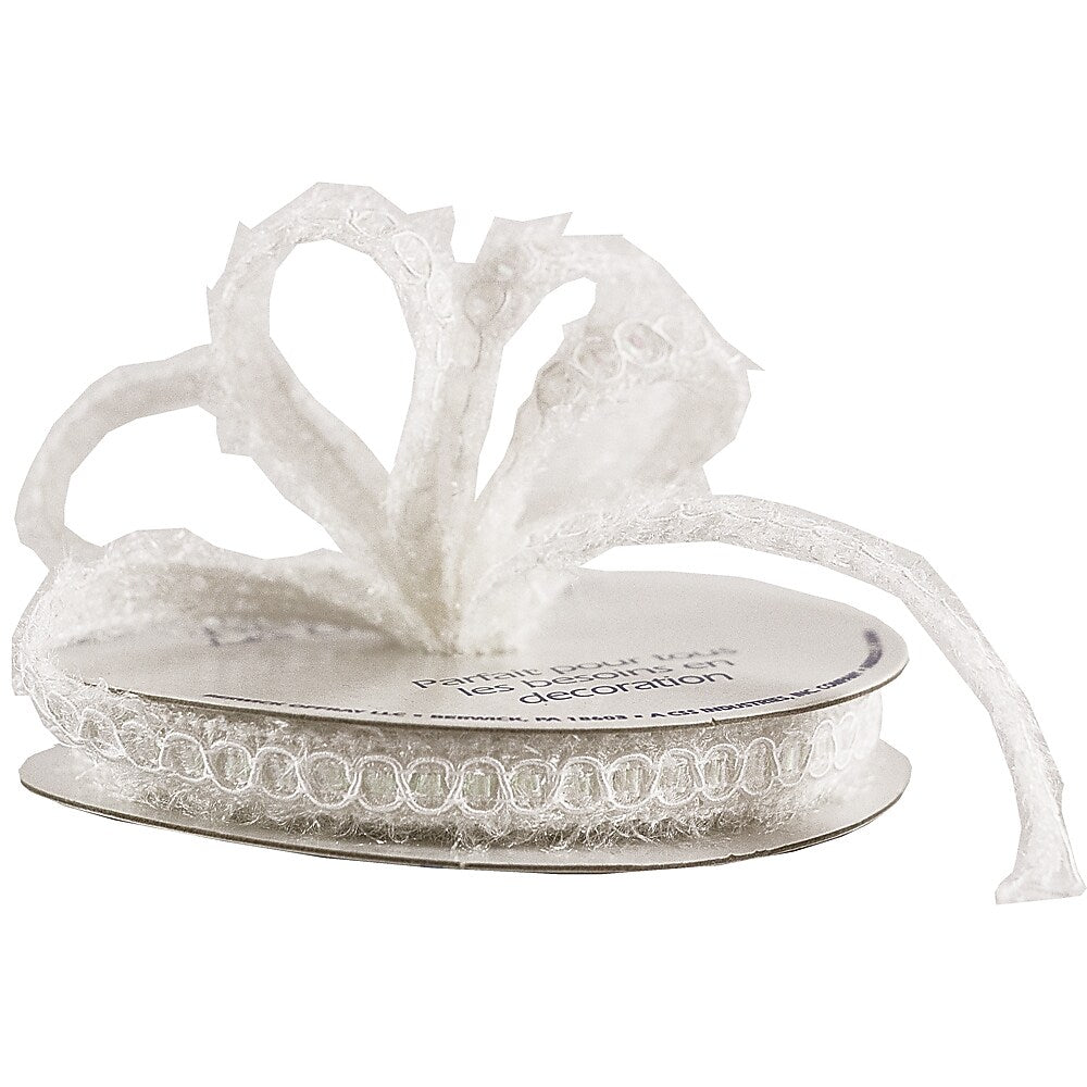 JAM Paper Nylon Knit Decorative Ribbon, White Metallic (E797301)