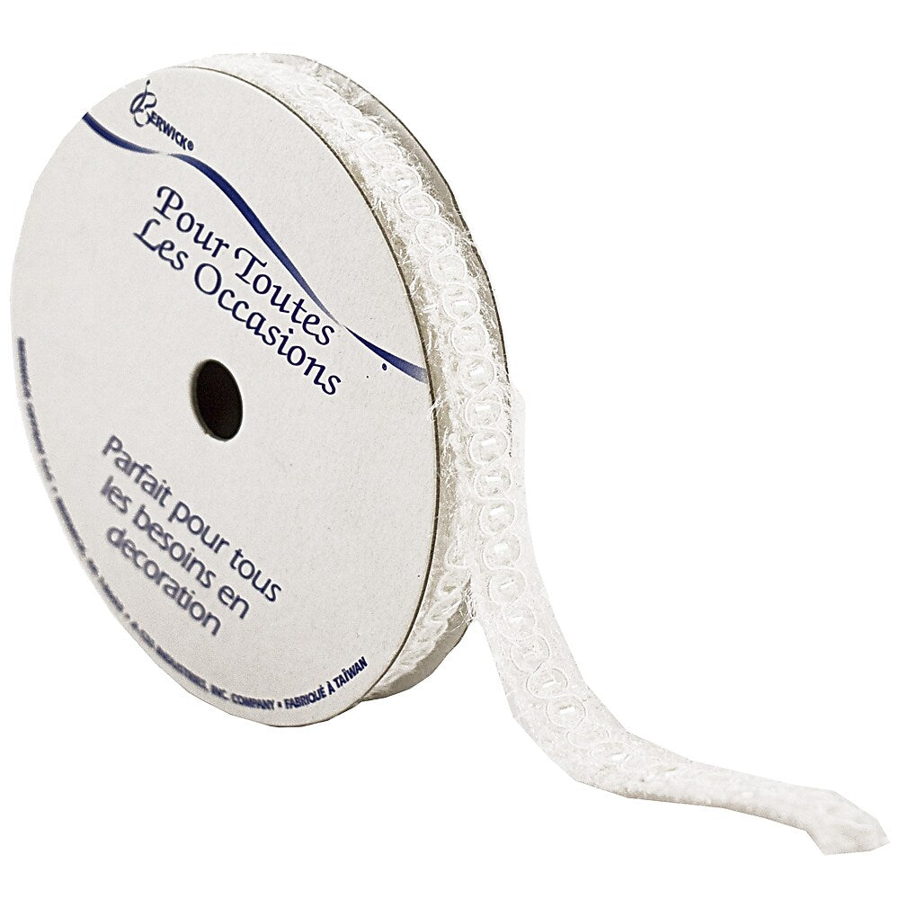 JAM Paper Nylon Knit Decorative Ribbon, White Metallic (E797301)