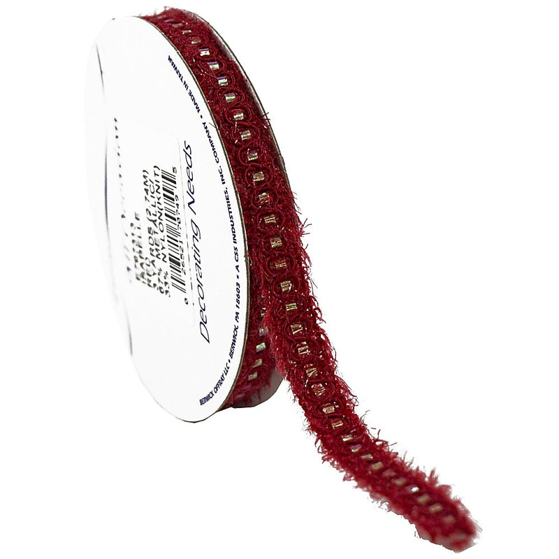 JAM Paper Nylon Knit Decorative Ribbon, Red Metallic (E797313)
