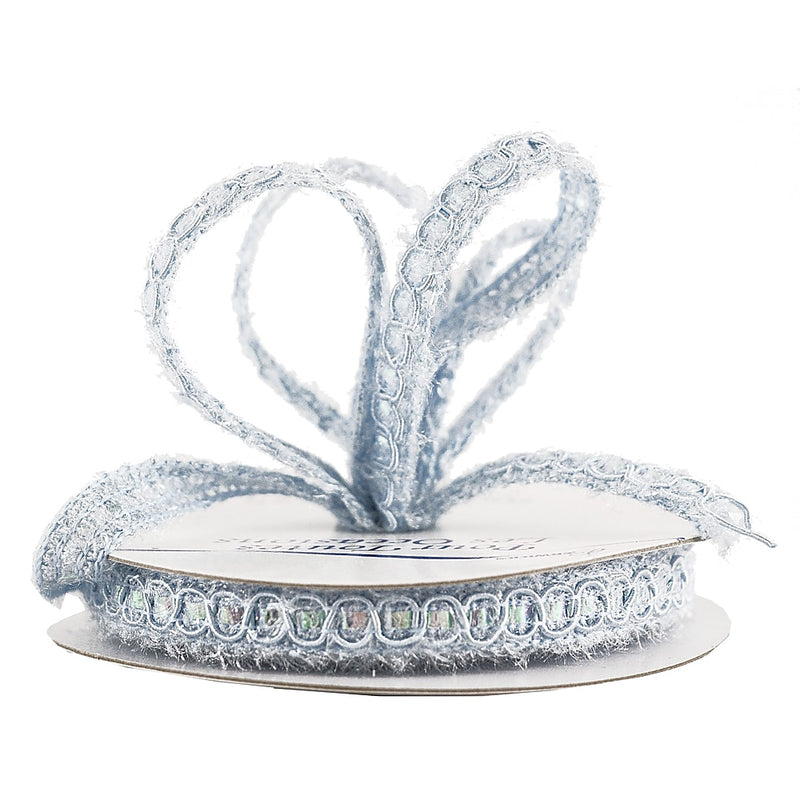 JAM Paper Nylon Knit Decorative Ribbon, Baby Blue Metallic (E797303)