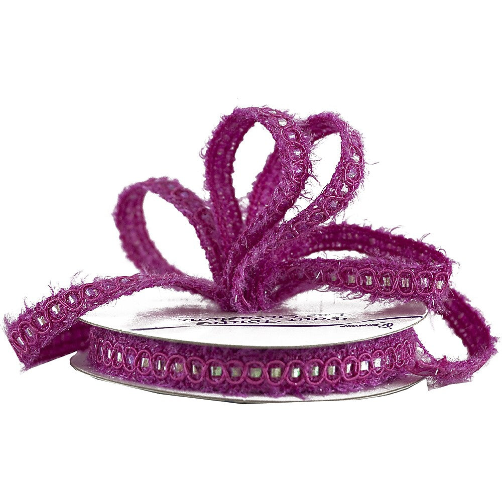 JAM Paper Nylon Knit Decorative Ribbon, Fuchsia Pink Metallic (E797341)
