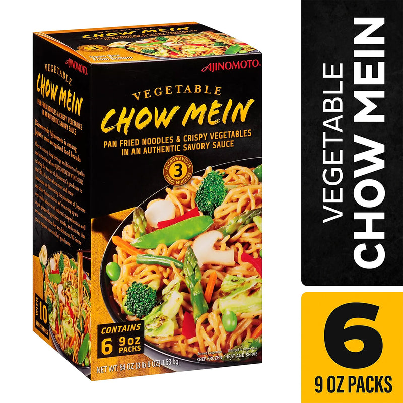 Ajinomoto Vegetable Chow Mein, Frozen, 9 oz., 6 Pack/Box (325-00010)