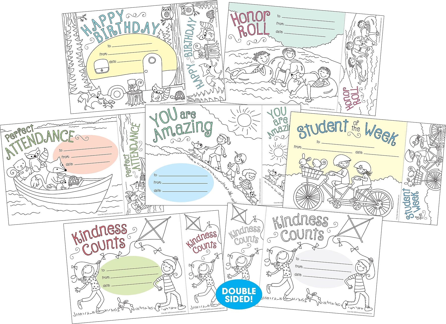 Barker Creek Color Me! Recognition Awards & Bookmarks Set, 8.5 x 5.5”, Multicolored, 180/Set (BC3743)