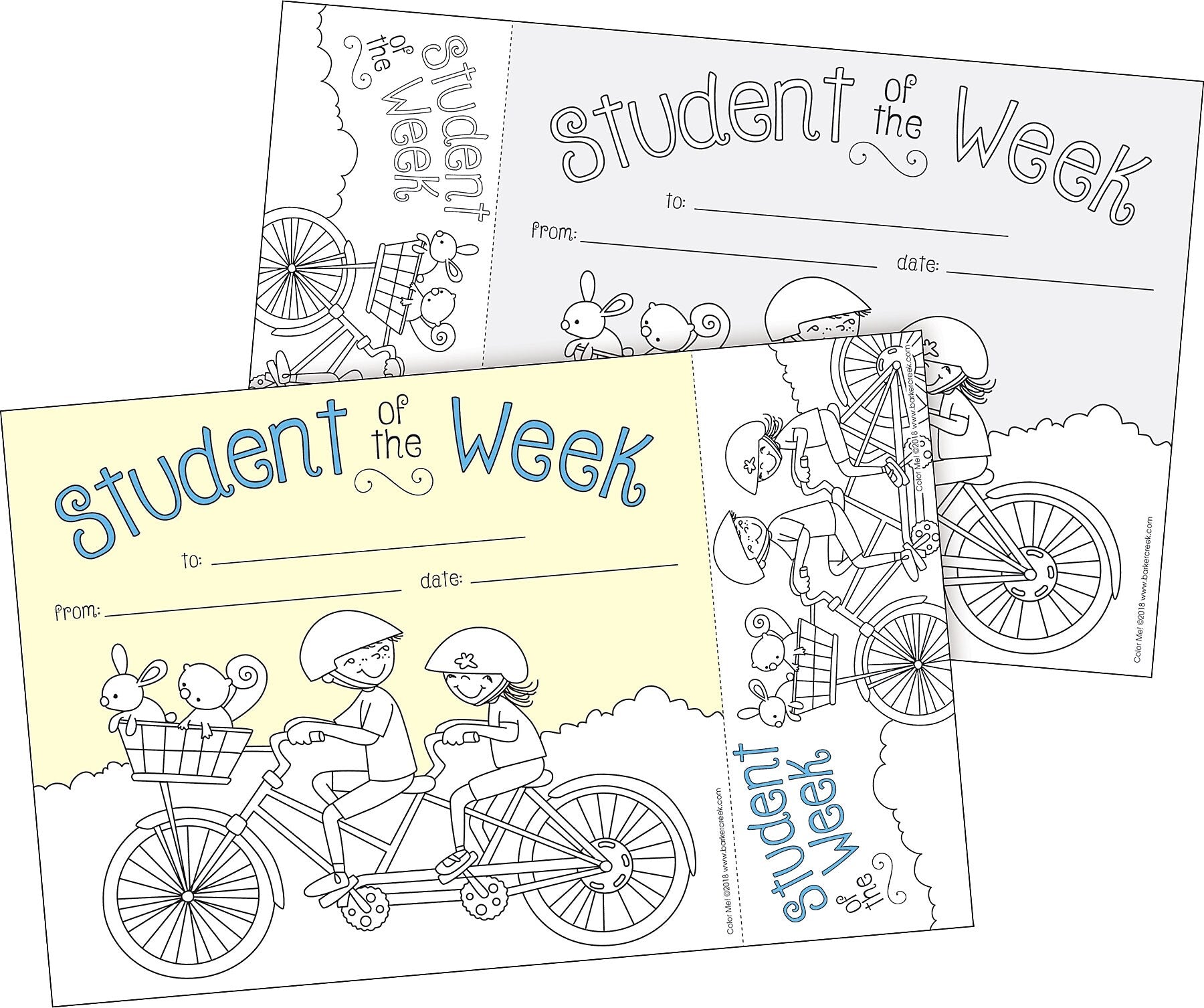 Barker Creek Color Me! Student of the Week Awards & Bookmarks Set, 8.5" x 5.5”, Multicolored, 30/Pack (BC430)