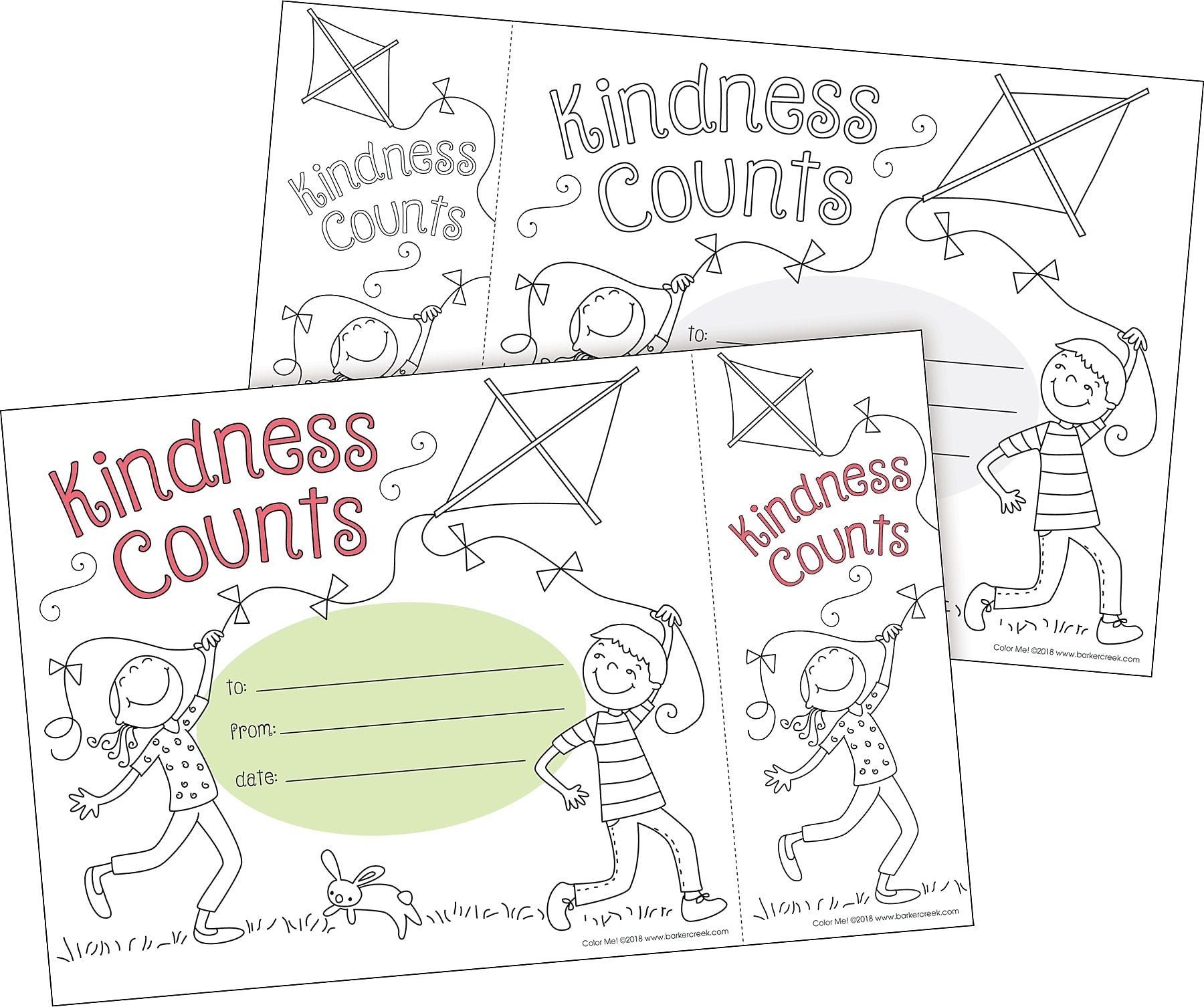 Barker Creek Color Me! Kindness Counts Awards & Bookmarks Set, 8.5" x 5.5”, Multicolored, 30/Pack (BC432)
