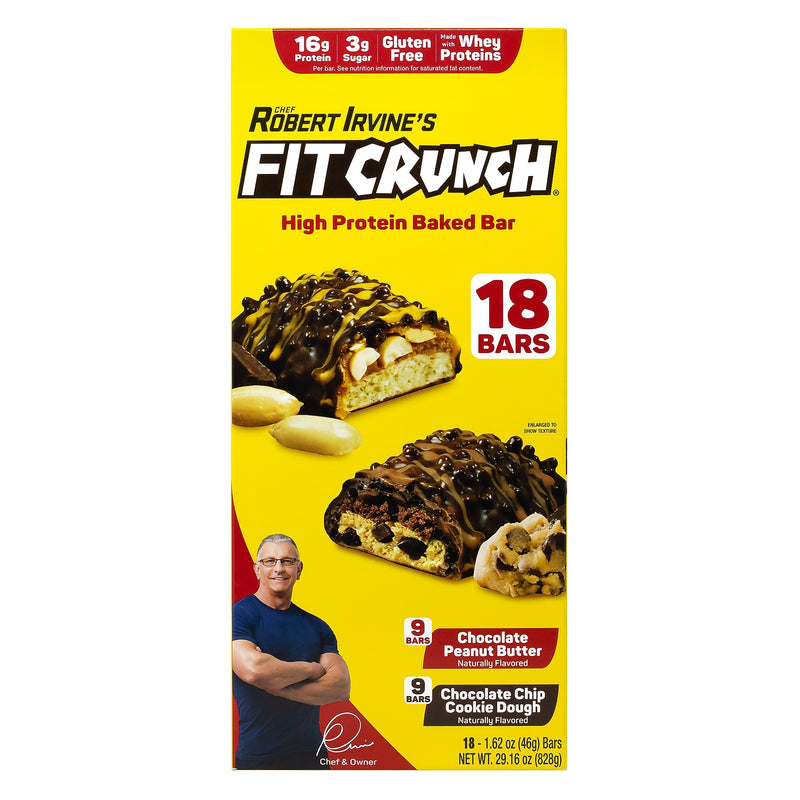 Chef Robert Irvine's FITCRUNCH High Protein Bars, Variety Pack (1.62 oz., 18 ct.)