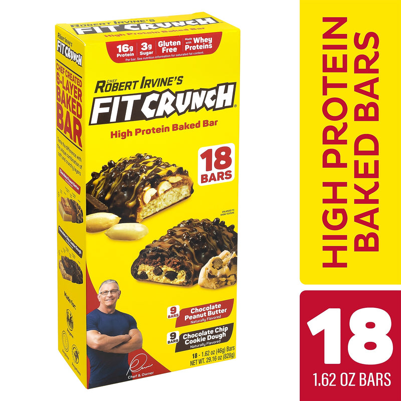 Chef Robert Irvine's FITCRUNCH High Protein Bars, Variety Pack (1.62 oz., 18 ct.)