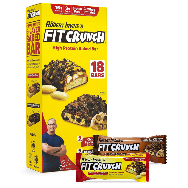 Chef Robert Irvine's FITCRUNCH High Protein Bars, Variety Pack (1.62 oz., 18 ct.)