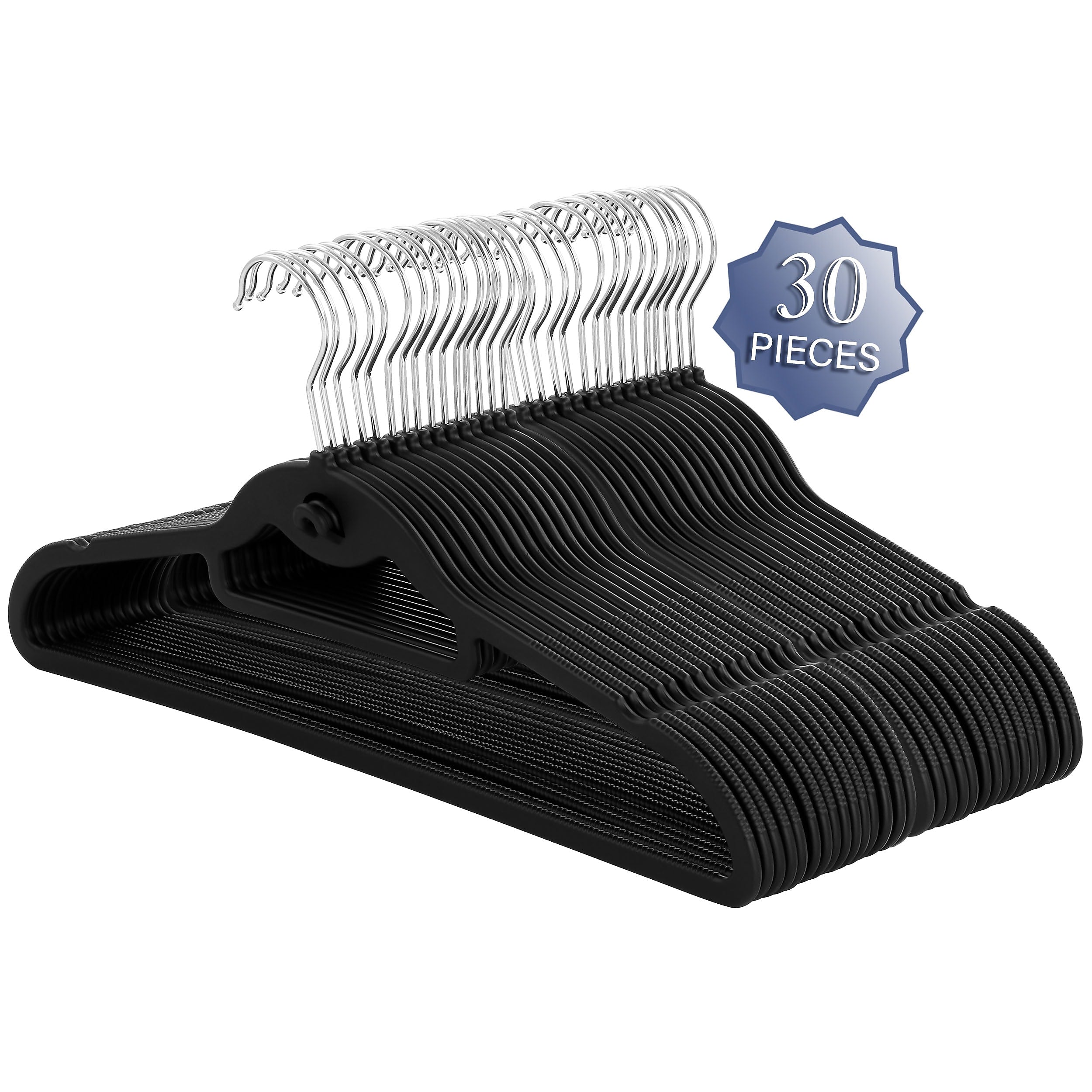 Elama Home Cloths Hanger, Non-Slip, 30 Piece Set (ELH-8RB30BLK)