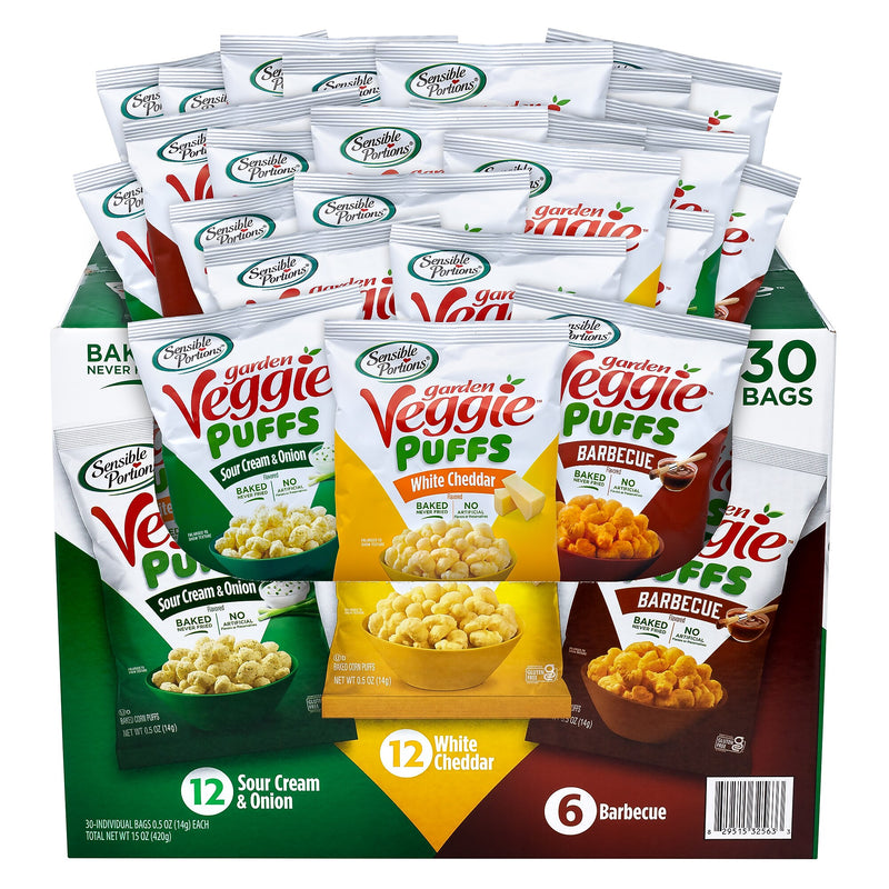 Sensible Portions Garden Veggie Puffs Variety Pack, 0.5 oz., 30/Box (325-00014)