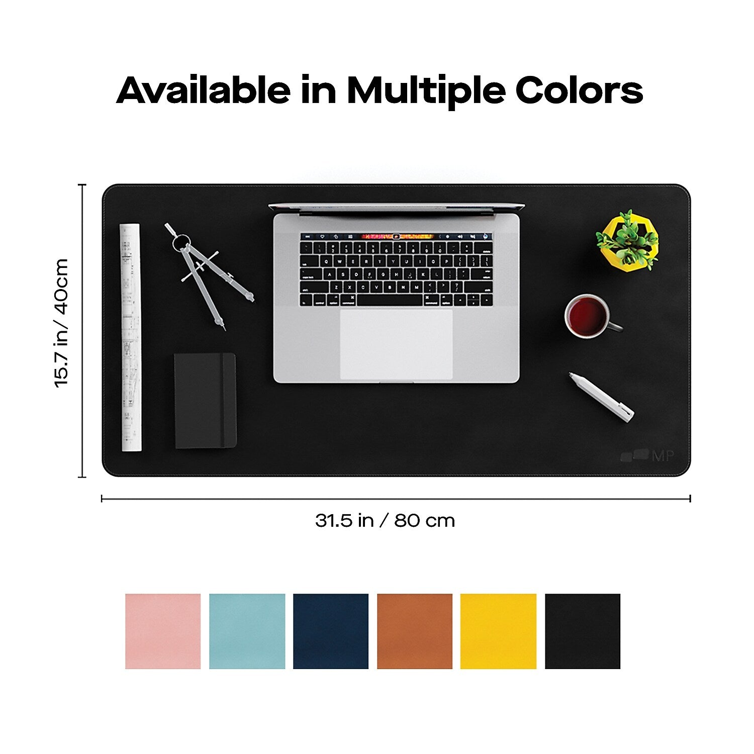 Mobile Pixels Inc. Anti-Slip PU Leather Desk Pad, 31.5" x 15.75", Graphite Black (115-1001P01)