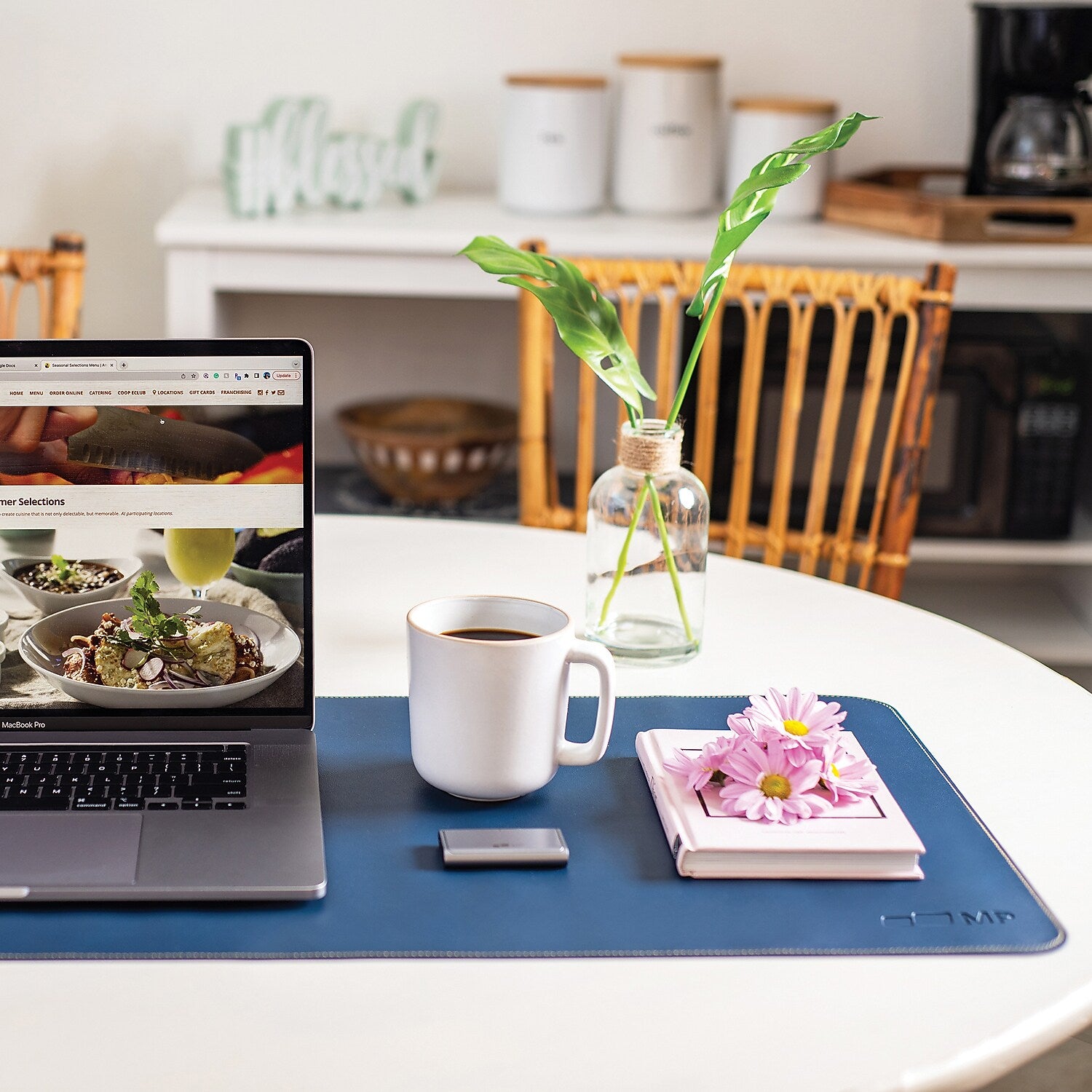 Mobile Pixels Inc. Anti-Slip PU Leather Desk Pad, 31.5" x 15.75", Set Sail Blue (115-1001P03)