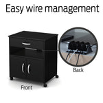 South Shore Axess Vertical Microwave Cart on Wheels, Pure Black (10013)