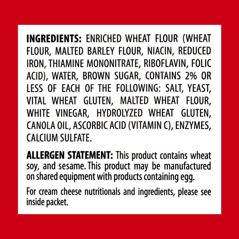 Burry Individually Wrapped Plain Bagel w/ Cream Cheese, 4.6 Oz, 6/Box (307-00370)