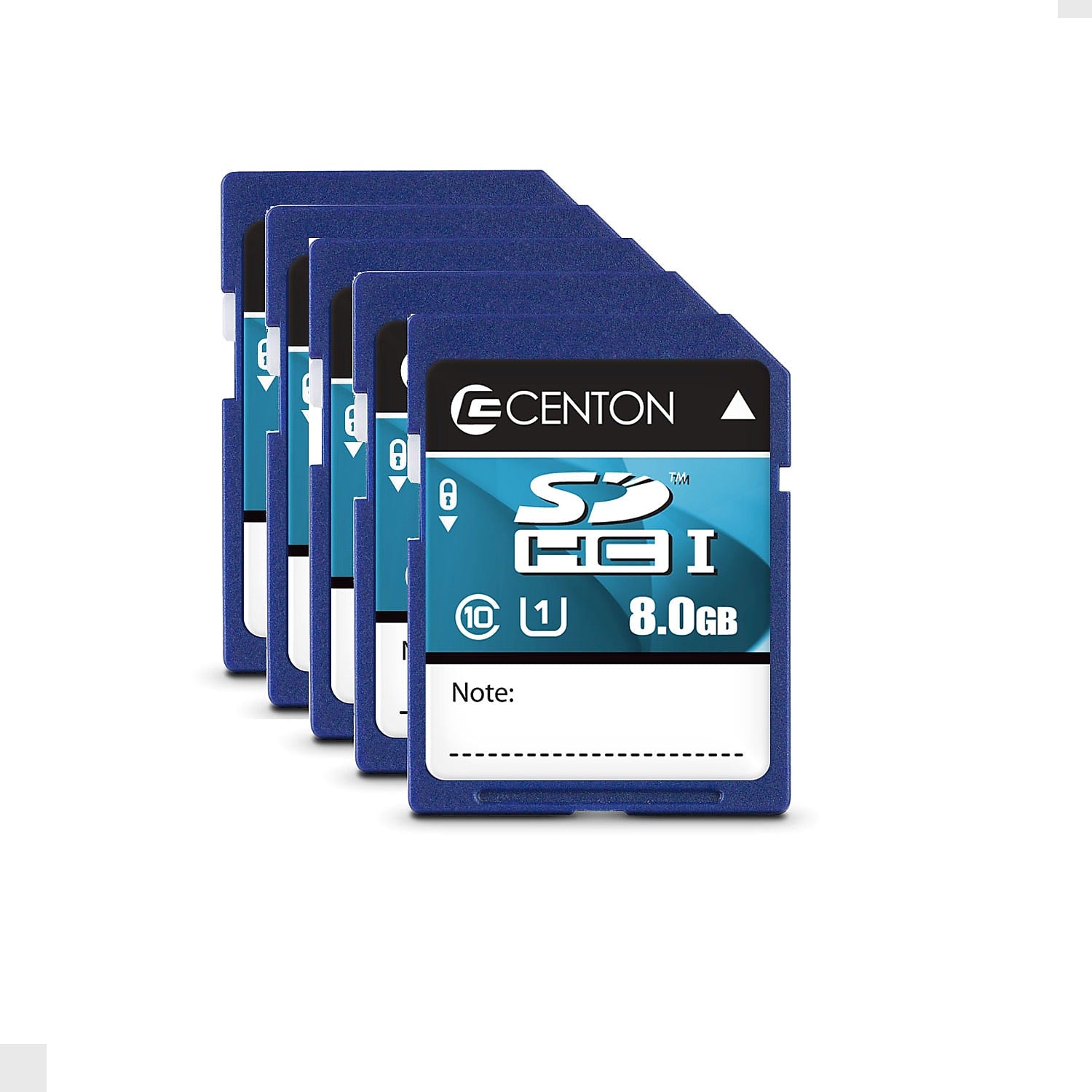 Centon High Speed 8GB SDHC Memory Card, Class 10, UHS-I, 5/Pack (S1-SDHU1-8G-5-B)
