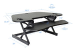 Rocelco 46"W Manual Adjustable Corner Standing Desk Converter, Black (R CADRB-46)