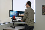 Rocelco 46"W Manual Adjustable Corner Standing Desk Converter, Black (R CADRB-46)
