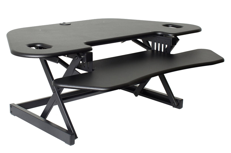 Rocelco 46"W Manual Adjustable Corner Standing Desk Converter, Black (R CADRB-46)