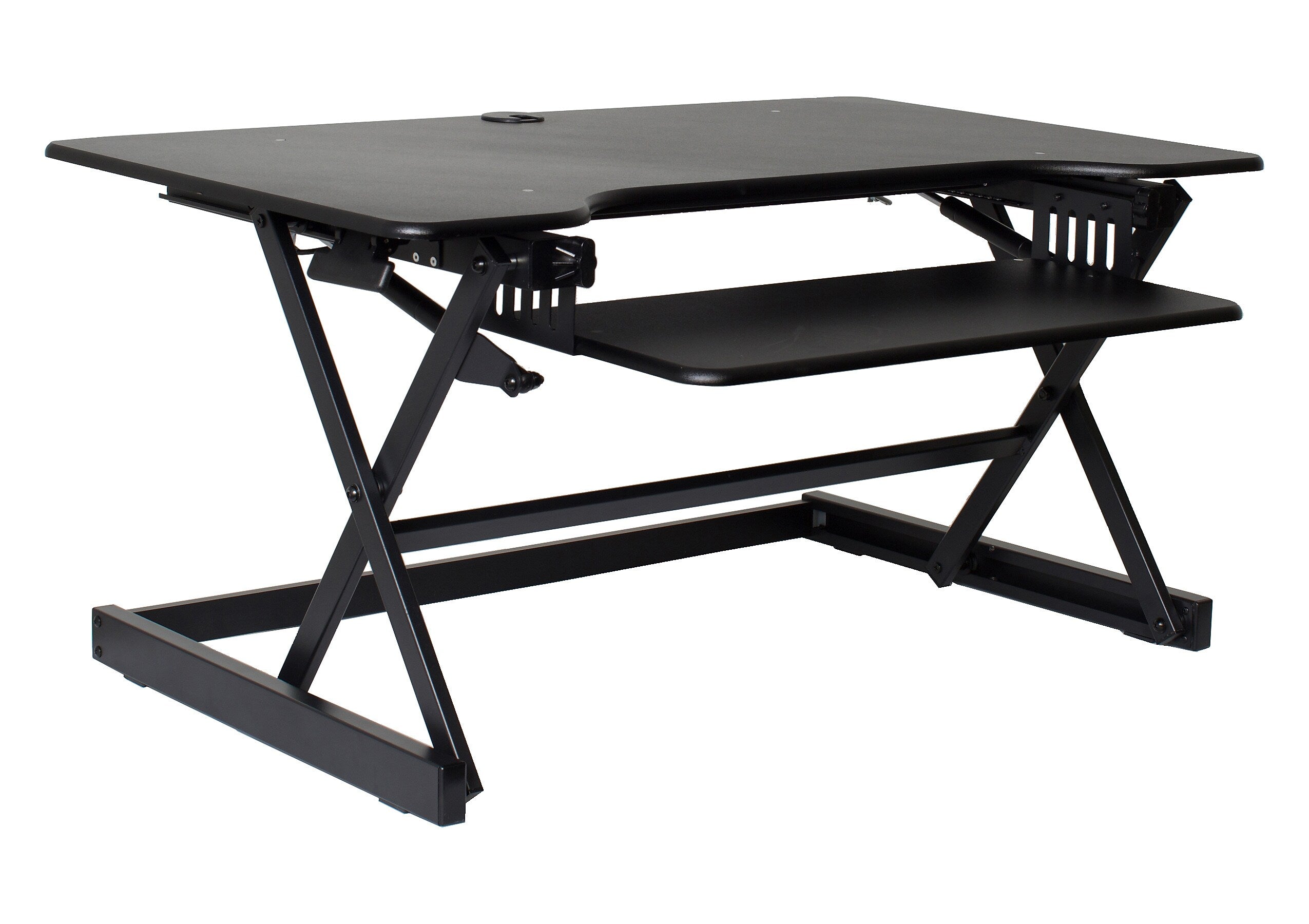 Rocelco 40"W Manual Adjustable Standing Desk Converter, Black (R DADRB-40)