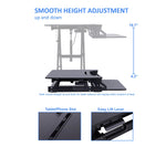 Rocelco 32"W Manual Adjustable Standing Desk Converter, Black (R VADRB)