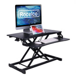 Rocelco 32"W Manual Adjustable Standing Desk Converter, Black (R VADRB)