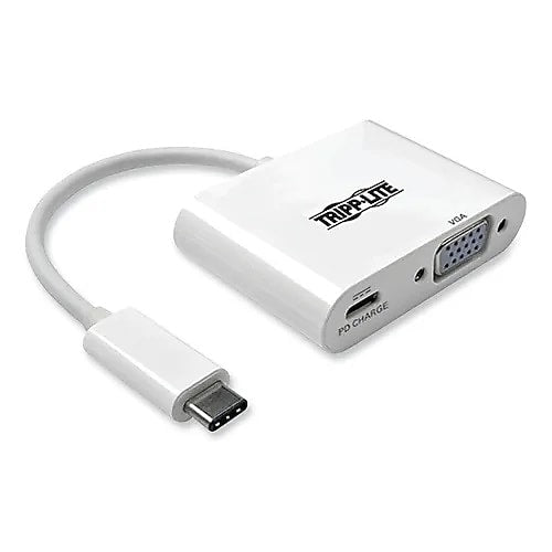Tripp Lite USB 3.1 Gen 1 USB-C to VGA Adapter, USB-C PD Charging Port (TRPU44406NVC)