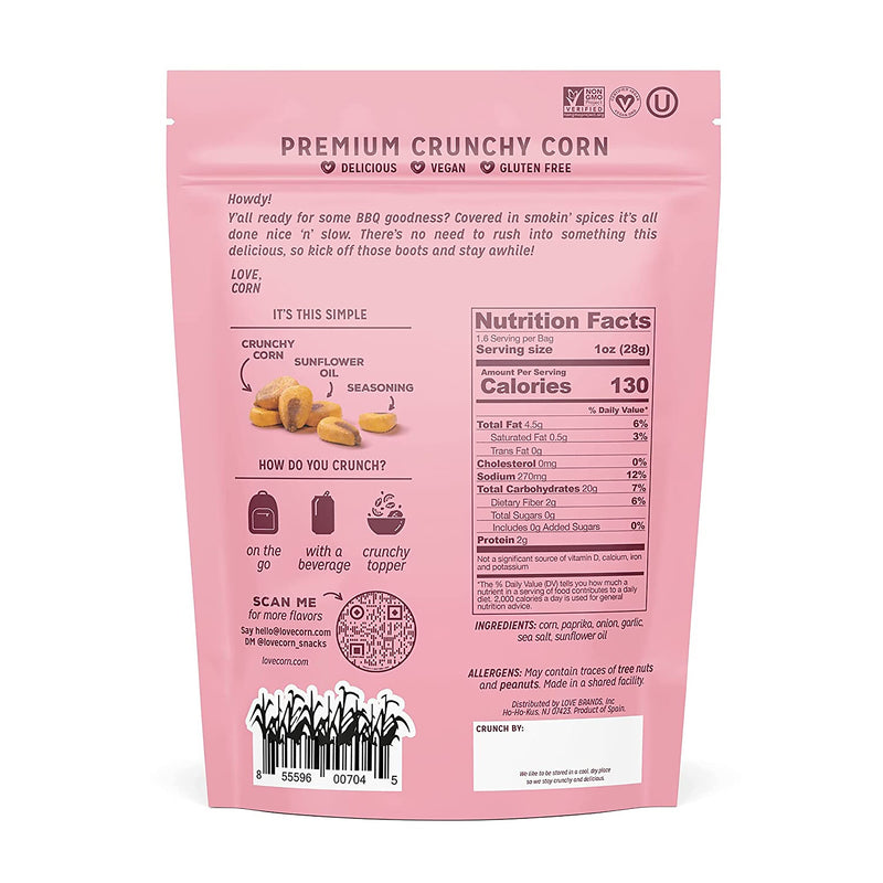 Love Corn Smoked BBQ, 1.6 Oz, 10/Box (307-00383)