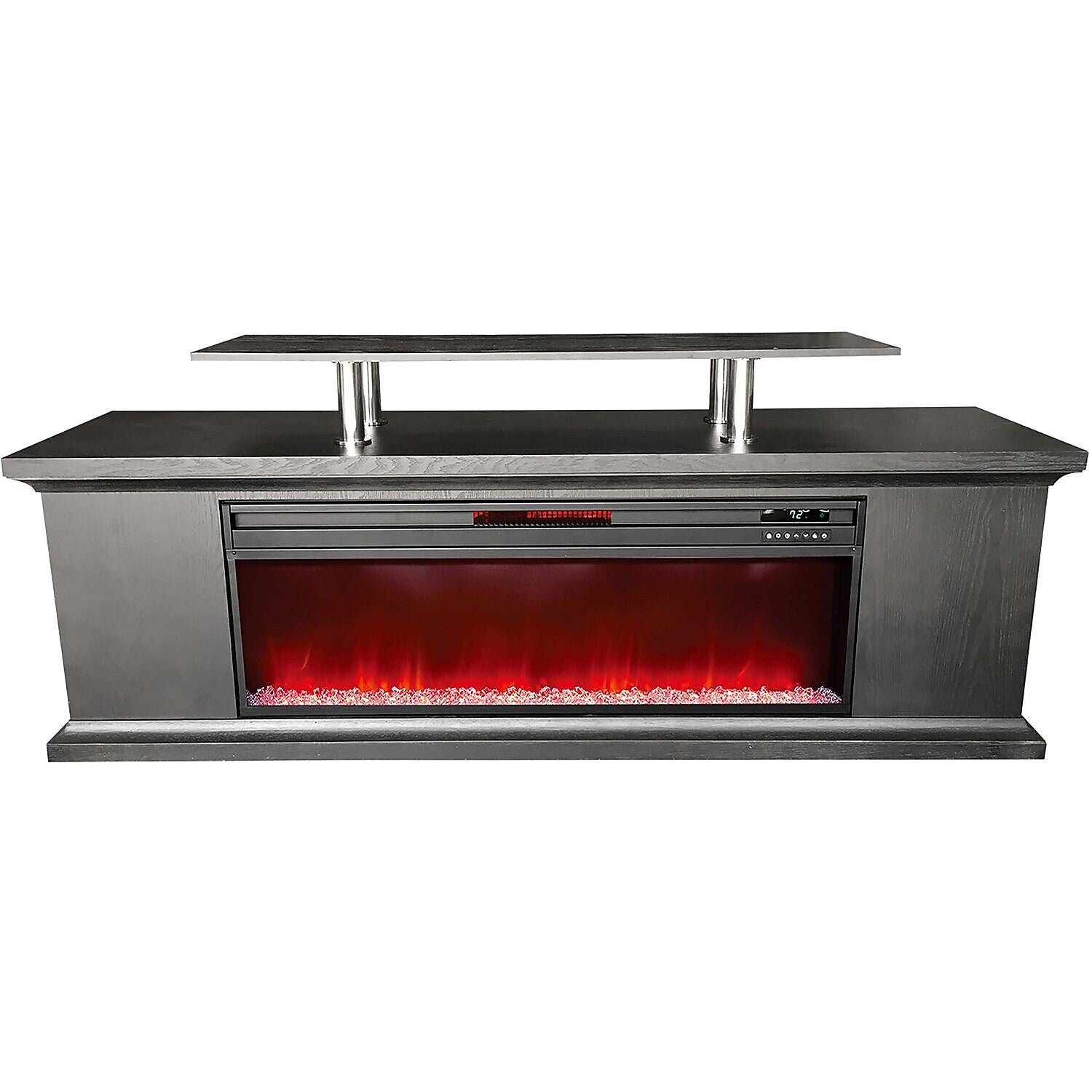 Lifesmart Electric Media Fireplace with Faux Glass 5300 BTU, Black (LDFP0009US-BLK)