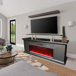 Lifesmart Electric Media Fireplace with Faux Glass 5300 BTU, Black (LDFP0009US-BLK)