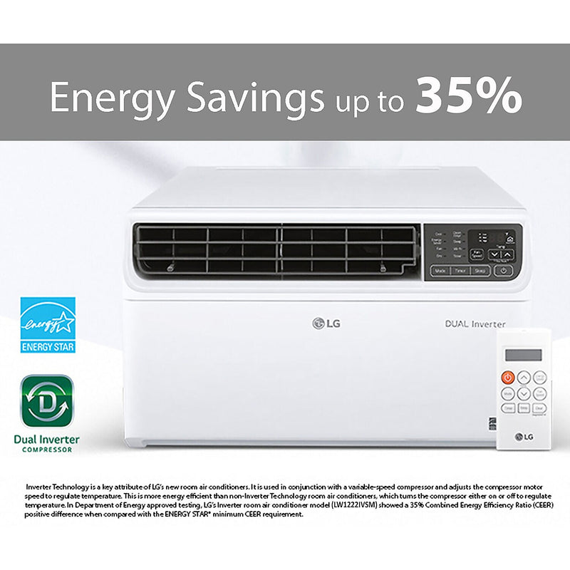 LG 12,000 BTU Dual Inverter Smart Window Air Conditioner, White (LW1222IVSM)