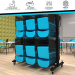 Flash Furniture Hawkins Folding Table and Chairs Mobile Cart, 660 lb. Capacity, Black (QINSHD245425)