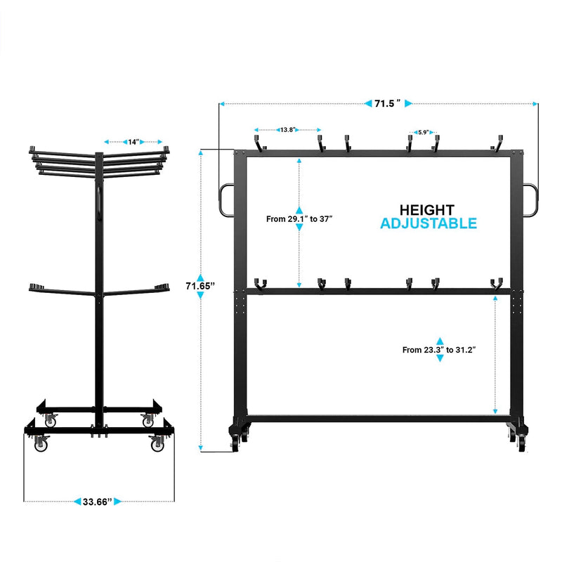 Flash Furniture Hawkins Folding Table and Chairs Mobile Cart, 660 lb. Capacity, Black (QINSHD245425)