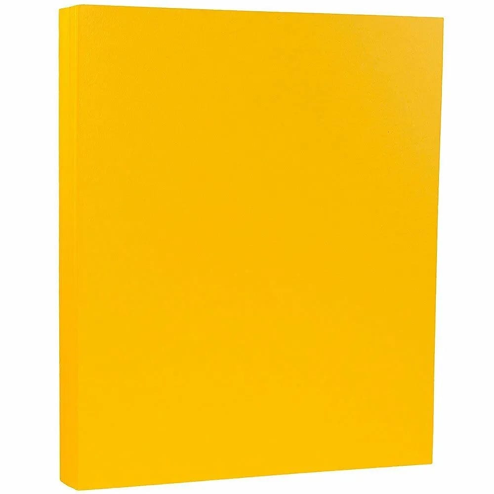 JAM Paper 8.5" x 11", Paper, 32 lbs. Sunflower Yellow, 100 Sheets/Pack (16729198G)