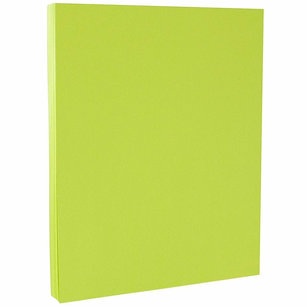 JAM PAPER 8.5" x 11" Color Cardstock, 65lb, Ultra Lime, 100/pack  (104067G)