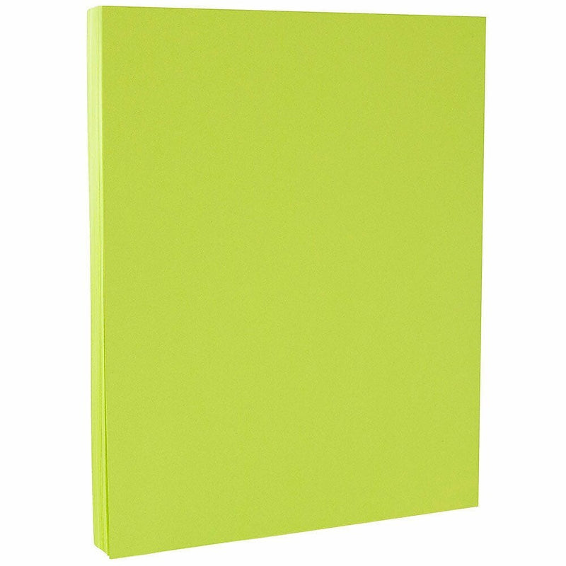 JAM PAPER 8.5" x 11" Color Cardstock, 65lb, Ultra Lime, 100/pack  (104067G)