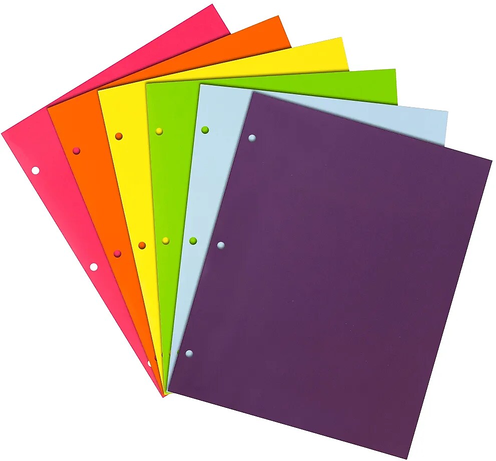 JAM Paper Laminated 3 Hole Punched, 2-Pocket Glossy Folders, Multicolored, Assorted Fashion Colors, 6/Pack (385GHPFASSRT)