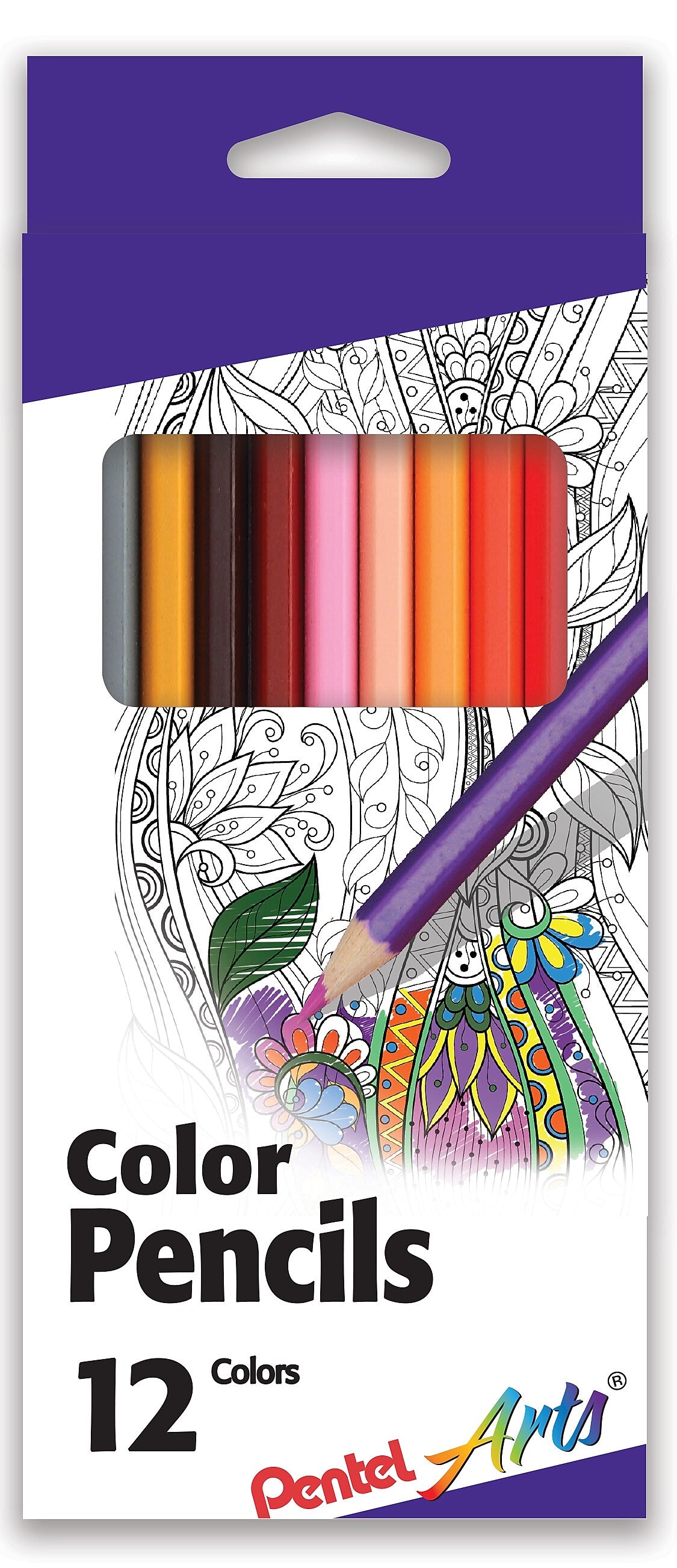 Pentel Arts Color Pencils, Assorted Colors, 12 Pack (CB8-12)