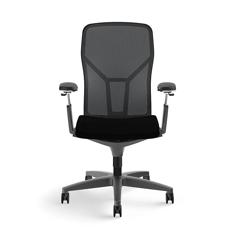 Allsteel Acuity Upholstered Seat/Mesh Back Work Chair, Black/Dusk, Adjustable Arms (AWMGGDNO.P85.2.H.CU10)