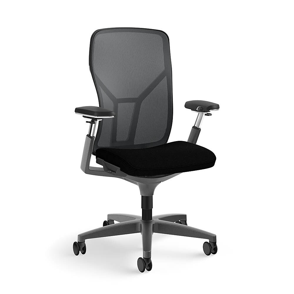 Allsteel Acuity Upholstered Seat/Mesh Back Work Chair, Black/Dusk, Adjustable Arms (AWMGGDNO.P85.2.H.CU10)