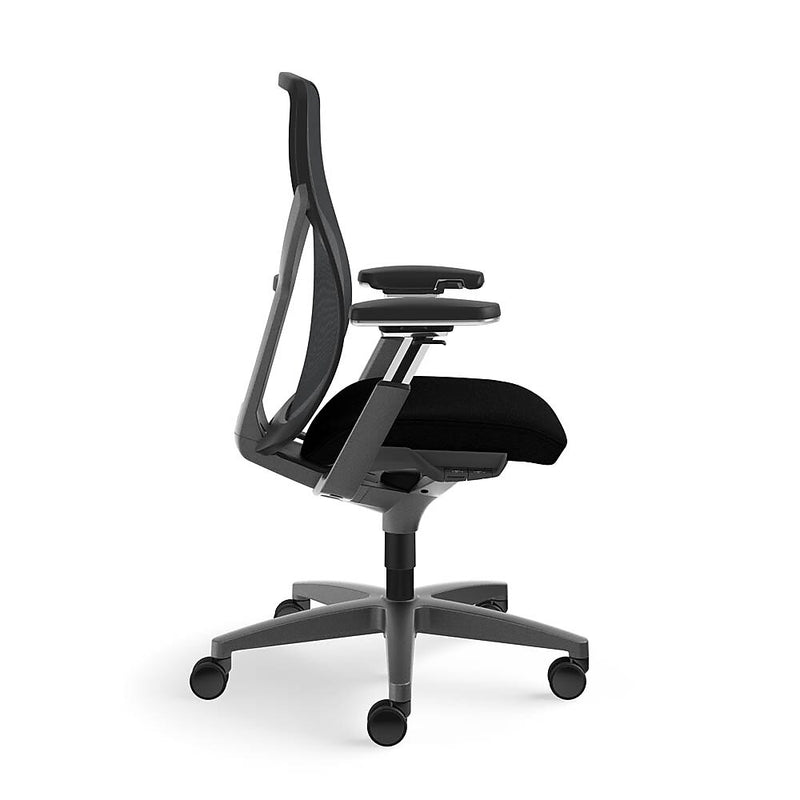 Allsteel Acuity Upholstered Seat/Mesh Back Work Chair, Black/Dusk, Adjustable Arms (AWMGGDNO.P85.2.H.CU10)