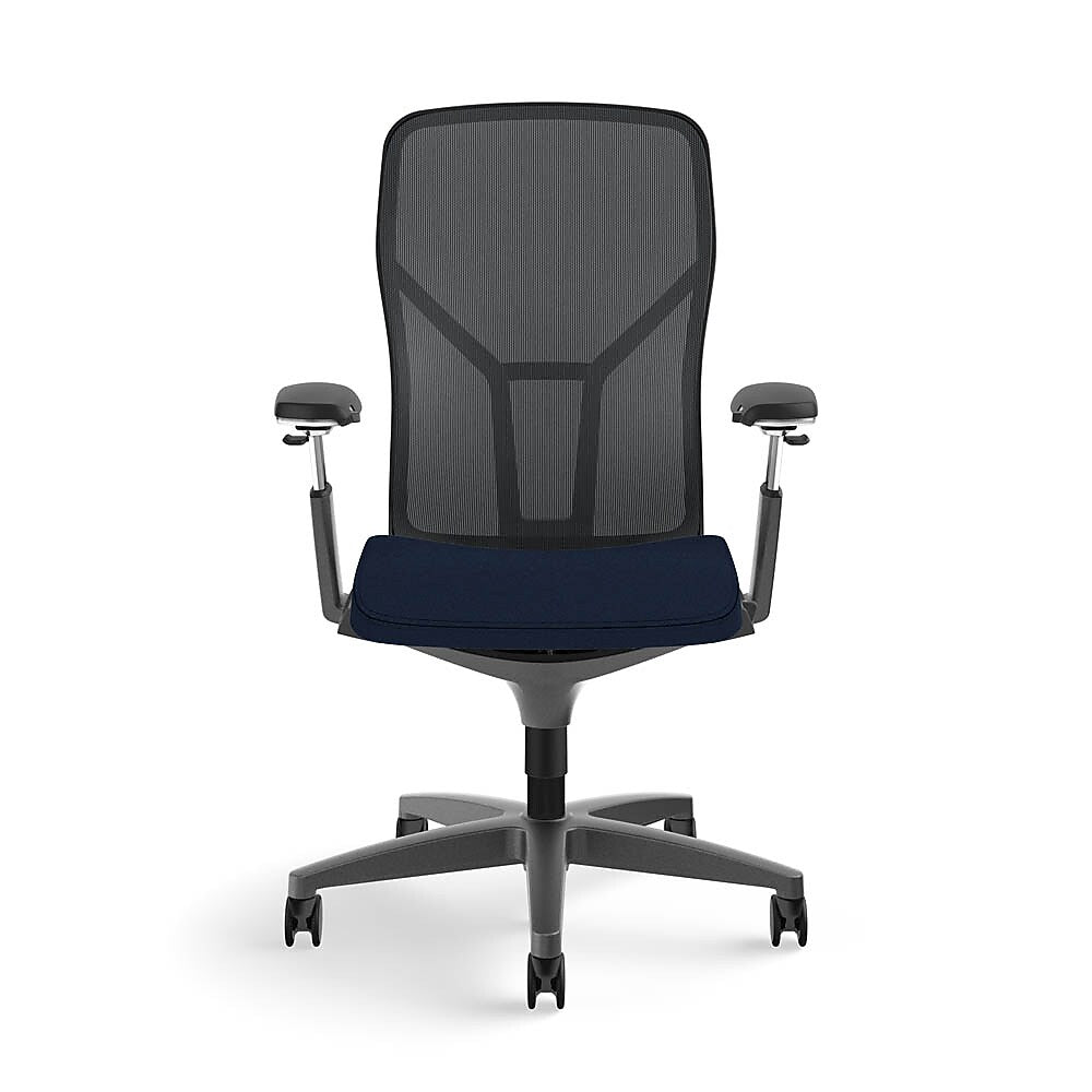 Allsteel Acuity Upholstered/Mesh Work Chair, Adjustable Arms, Navy/Dusk (AWMGGDNO.P85.2.H.CU98)