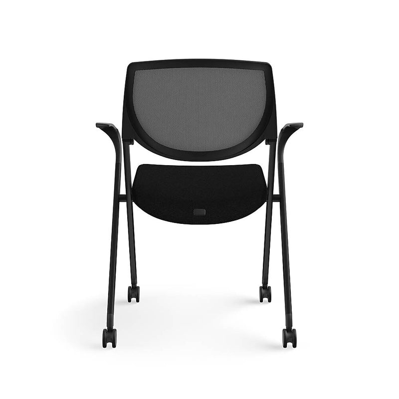 Allsteel Seek Upholstered/Mesh Multi-Purpose Chair, Fixed Arms, Black/Dusk (K-MUCOBNO.BLK.3.CU10)