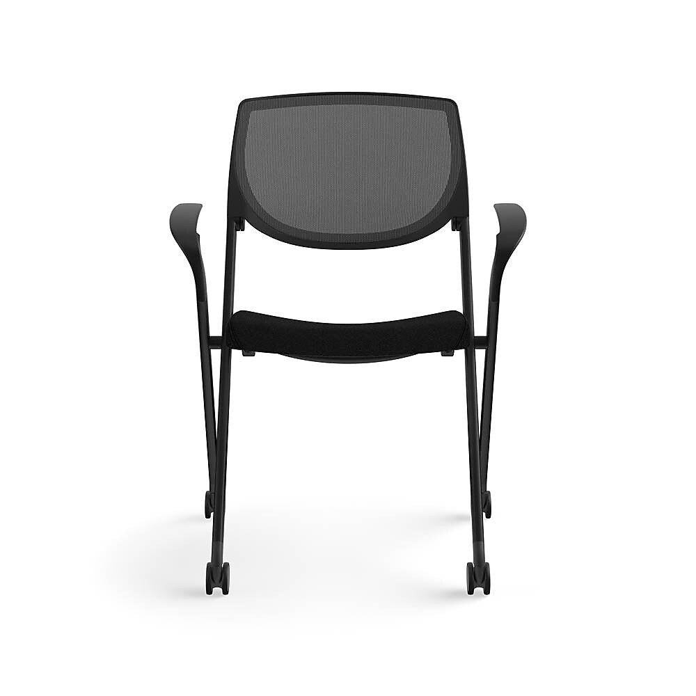 Allsteel Seek Upholstered/Mesh Multi-Purpose Chair, Fixed Arms, Black/Dusk (K-MUCOBNO.BLK.3.CU10)