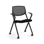 Allsteel Seek Upholstered/Mesh Multi-Purpose Chair, Fixed Arms, Black/Dusk (K-MUCOBNO.BLK.3.CU10)
