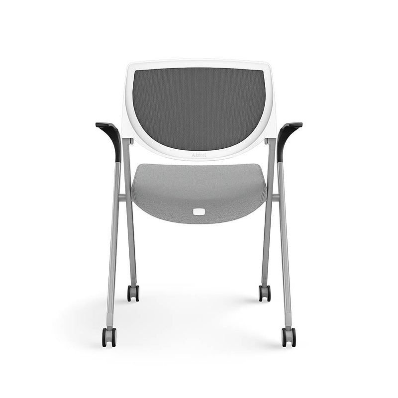Allsteel Seek Upholstered Seat/Mesh Back Multi-Purpose Chair, Frost/Dusk, Fixed Arms (K-MUCOSNO.WT.3.CU22)