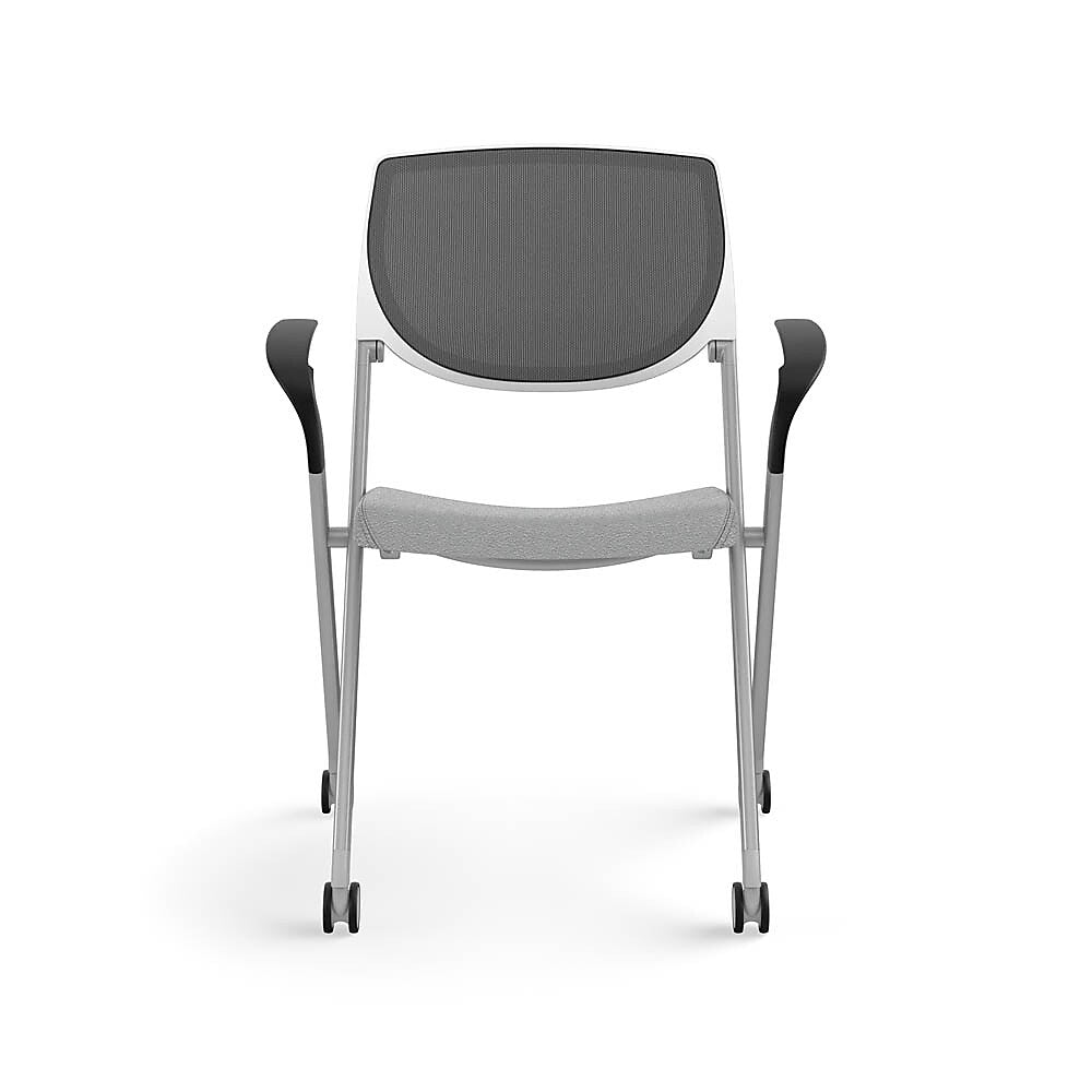 Allsteel Seek Upholstered Seat/Mesh Back Multi-Purpose Chair, Frost/Dusk, Fixed Arms (K-MUCOSNO.WT.3.CU22)