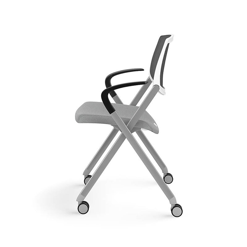 Allsteel Seek Upholstered Seat/Mesh Back Multi-Purpose Chair, Frost/Dusk, Fixed Arms (K-MUCOSNO.WT.3.CU22)
