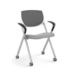 Allsteel Seek Upholstered Seat/Mesh Back Multi-Purpose Chair, Frost/Dusk, Fixed Arms (K-MUCOSNO.WT.3.CU22)
