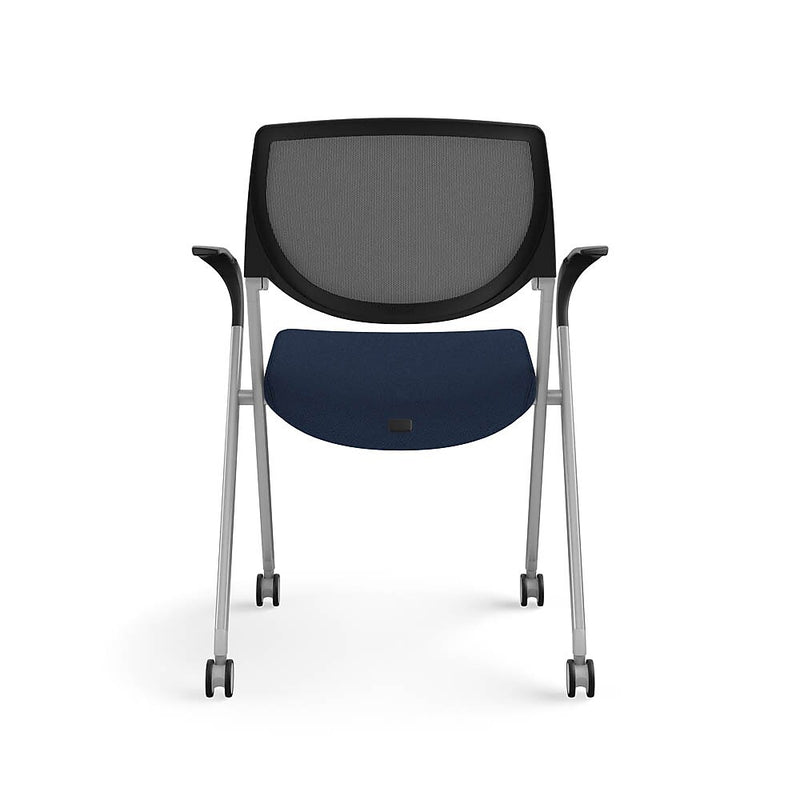 Allsteel Seek Upholstered Seat/Mesh Back Multi-Purpose Chair, Navy/Dusk, Fixed Arms (K-MUCOSNO.BLK.3.CU98)