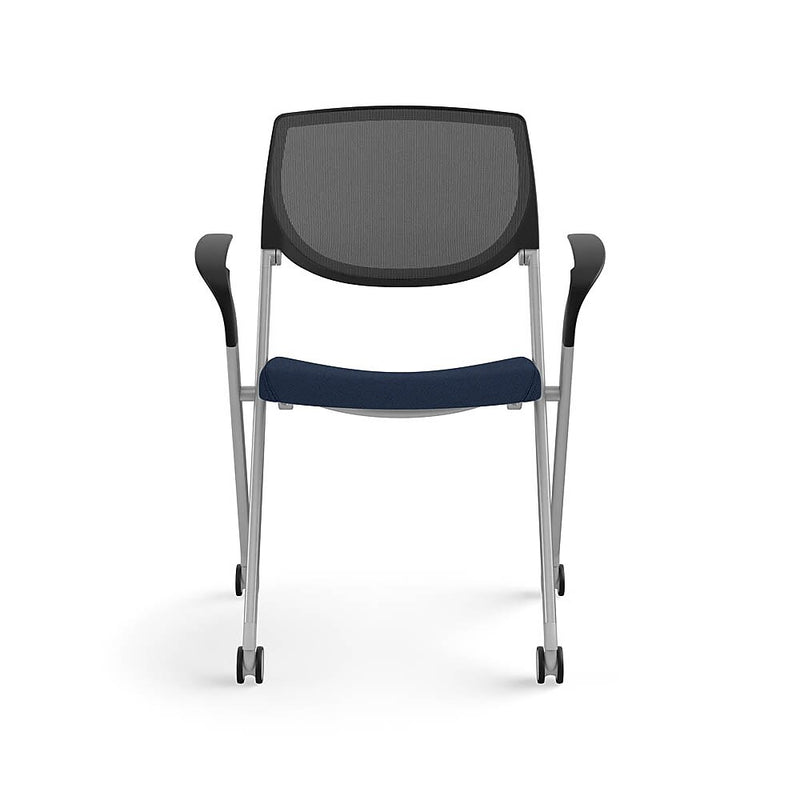 Allsteel Seek Upholstered Seat/Mesh Back Multi-Purpose Chair, Navy/Dusk, Fixed Arms (K-MUCOSNO.BLK.3.CU98)
